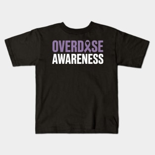 Overdose Awareness Purple Ribbon Drug Addiction Recovery Kids T-Shirt
